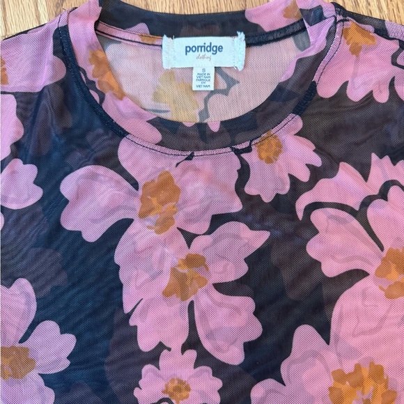Anthropologie Floral Mesh Long Sleeve Top - Picture 3 of 4